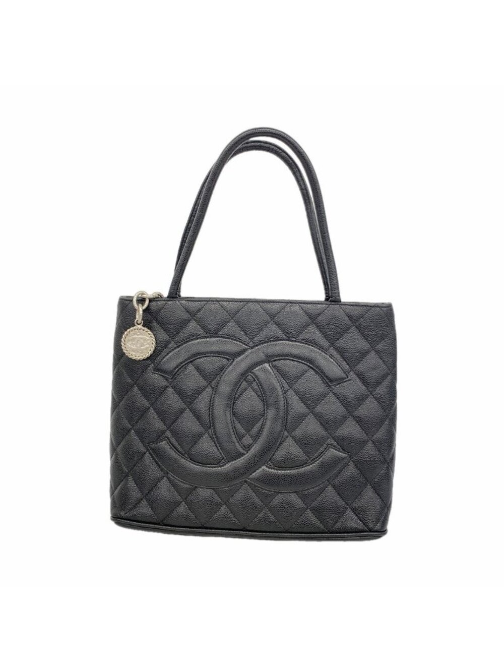 Chanel Tote Bag Reissue Caviar Leather Black Silver